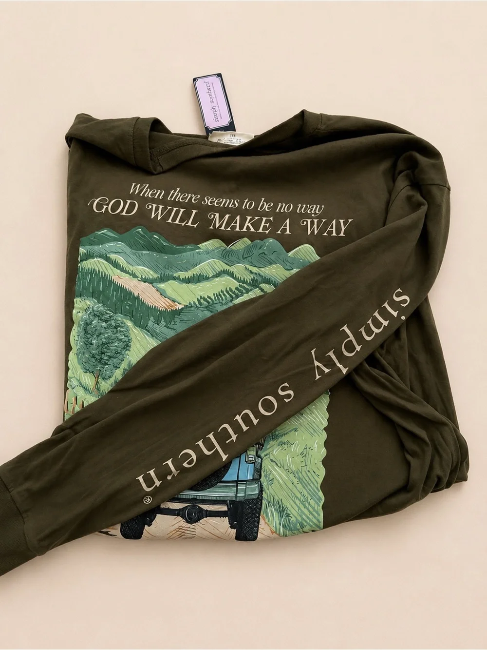 Simply Southern Olive Green Crewneck Long Sleeve- XXL - Picture 4 of 4